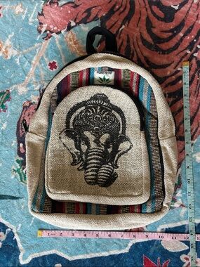 Pure Hemp Ganesha Print Backpack | Made in Nepal